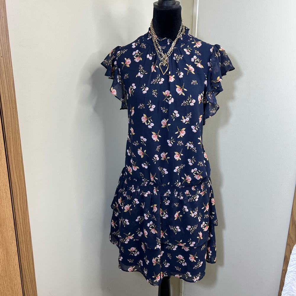 STATE Navy Floral Mini Dress